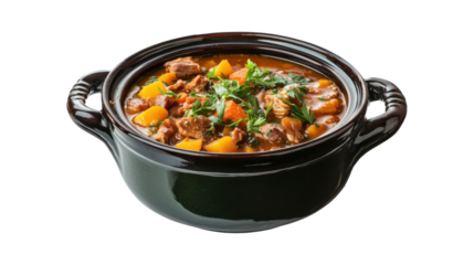 Casserole with delicious turkey soup