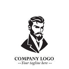 Stylish Handsome Man Silhouette Logo Symbol in Black on White Background – Modern Minimalist Vector Design