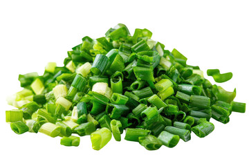 Freshly chopped green onions piled high, ready for cooking