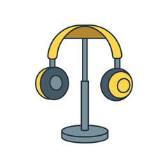 Headphones on stand illustration.