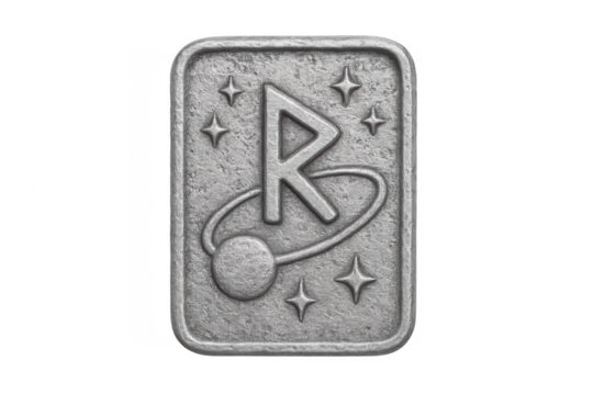Rune stone tablet with planetary and space symbolism