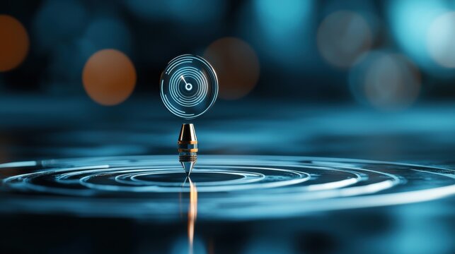 Digital Targeting Icon Futuristic interface with holographic targeting reticule, representing advanced technology, virtual reality, or augmented reality applications.