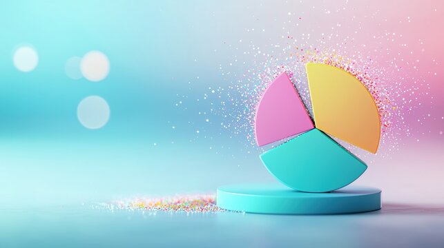 marketing Pie Chart or Bar Chart A colorful pie chart illustrating market share distribution, customer demographics, or product sales figures, representing data driven marketing analysis and