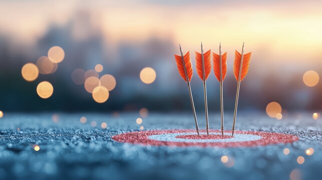 Bullseye Target Archery target with arrows grouped tightly around the bullseye, symbolizing accuracy, practice, and achieving mastery.