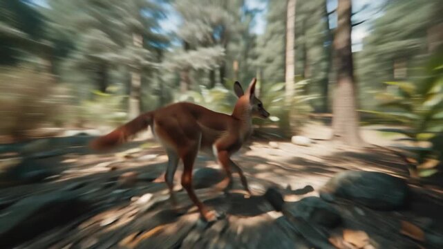 Running Maned Wolf Fast Animal in Forest, Motion Blur