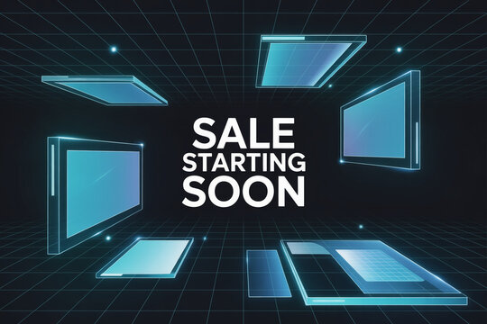 Don't miss out on our upcoming sale event with futuristic tech displays, get ready for savings and exciting deals, shop now and save big on our limited time offer