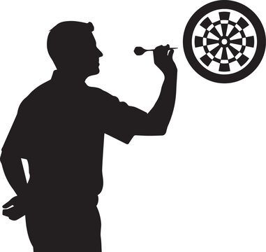 Darts Player Throwing silhouette vector
