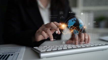 Global AI and data processing system enhances data, AI, and processing efficiency through digital network and global integration of intelligent technology Latch