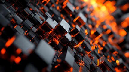 Abstract diamond pattern illuminated by fiery orange light