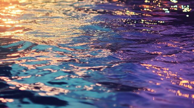 Abstract ripples of light reflecting on water surface at night - Powered by Adobe