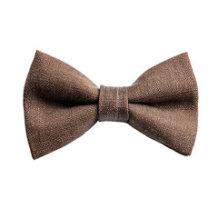 A brown fabric bow tie Isolated transparent on white background