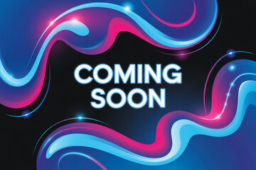 Exciting announcement coming soon with vibrant waves and luminous glow, great for product launch, promotion, or event reveal, build anticipation with this captivating design