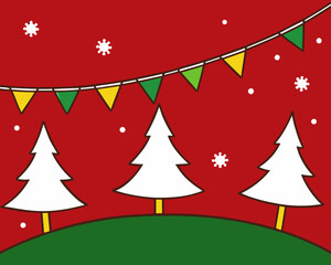 Christmas tree winter scene