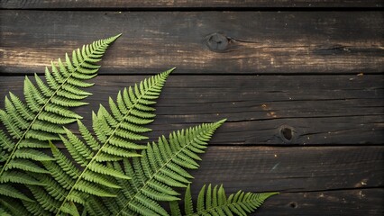 Ethereal ferns grace rustic wood, evoking nature's tranquil beauty and organic charm in a captivating botanical display for design inspiration