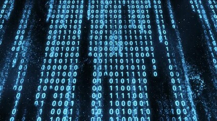 Abstract digital binary code stream data flow visualization - Powered by Adobe