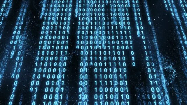 Abstract digital binary code stream data flow visualization