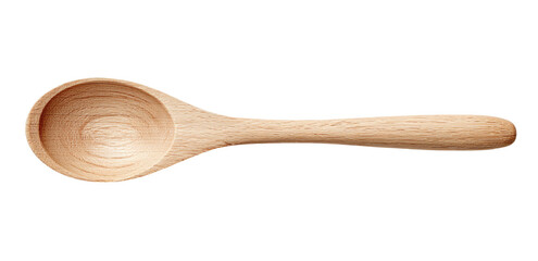 A simple, light-colored wooden spoon isolated on a black background