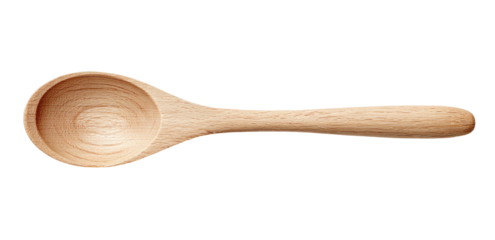 A simple, light-colored wooden spoon isolated on a black background