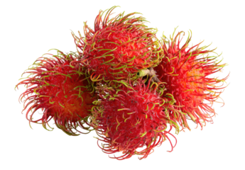Exotic spiky red fruit, clustered together