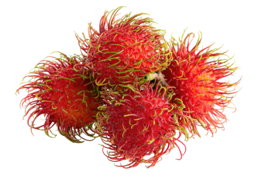 Exotic spiky red fruit, clustered together