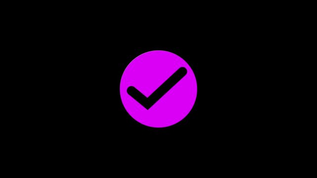 Animated reveal of a white checkmark icon in a green circle. Isolated on a white background.