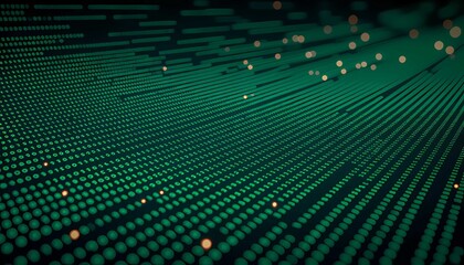 Digital technology background with flowing data stream and abstract binary network