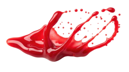 Red paint splash abstract dynamic motion fluid liquid splash transparent background cutout png