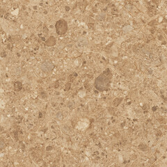Beige Terrazzo Stone Texture Background. Natural polished granite floor pattern with brown and white aggregates. Abstract marble surface for architectural design and interior wallpaper.