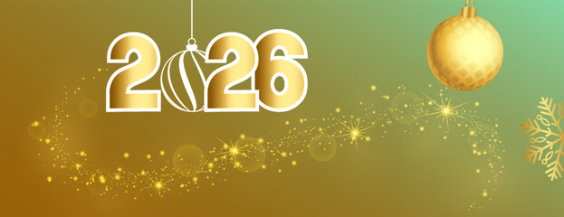 Golden 2026 New Year Celebration Banner Design