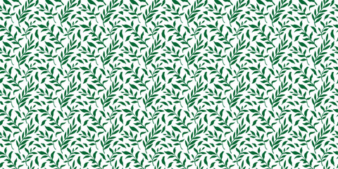 Fototapeta premium Seamless Green Botanical Leaf Pattern, Natural Foliage Background Vector illustrations EPS file, Fabric, Wallpaper, Packaging and Eco Design