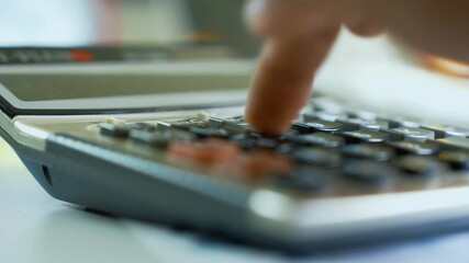 Vintage Calculator Close-Up, Close-up of a vintage calculator typing with blurred background - Powered by Adobe