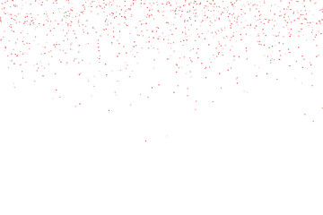 Red glitter confetti falling, festive celebration graphic texture isolated on transparent background