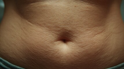 Fototapeta premium Top View of Belly Squeeze Showcasing Skin Texture and Detail During a Pinch Test Under Close Observation