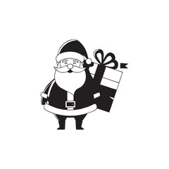 Santa Claus Holding Big Gift Box Silhouette | Christmas Holiday Vector