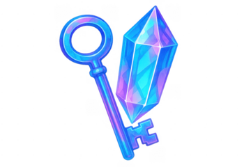 Fantasy crystal key and gem game asset icon
