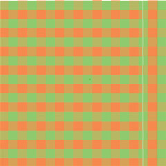 Soft Orange and Green Gingham Checkered Seamless Pattern
