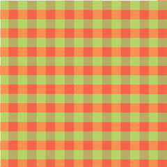 Warm Orange and Green Gingham Checkered Seamless Pattern