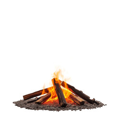 The fire occupies all the space below isolated on white background