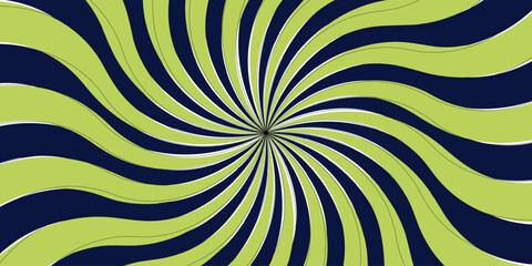 Abstract high-contrast, radial burst background with green and blue curved stripes central focal point. Comic-style speed rays or a sunburst pattern with high contrast and....