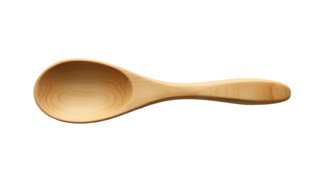 Small wooden spoon isolated on transparent background