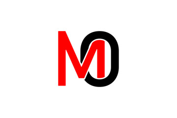 MO Logo – Bold Minimalist Letter Fusion with Red M and Black O in Modern Geometric Typography