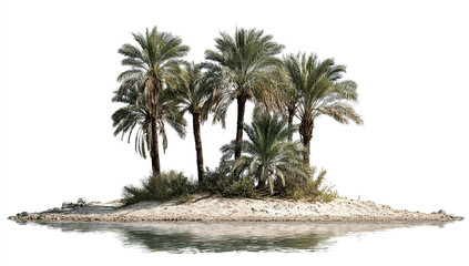 Oasis of Palm Trees in a Desert Landscape.