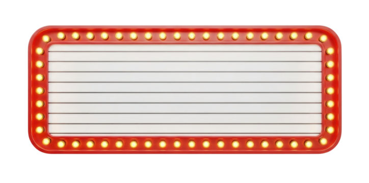 Retro marquee sign blank white screen transparent background cutout png