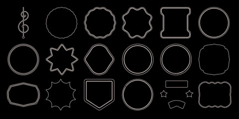 Collection of Decorative Geometric and Organic Frames on Black Background