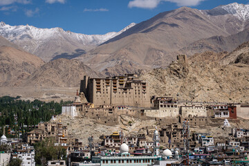 Leh, India - September 11, 2024: Exterior of historic Leh Palace in the city center