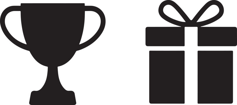 Trophy cup reward icon in bold vector style, perfect for success, achievement, competition and ranking themes.