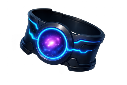 Sci-fi futuristic belt displaying cosmic energy core