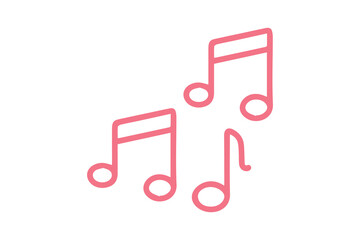 Pink Music Notes Outline on Black Background sound melody