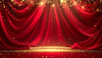 レッドベルベットの宮殿：きらめくゴールドの絨毯と光