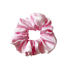 Stylish Pink Silk Scrunchie for Hair Accessories Isolated transparent on white background